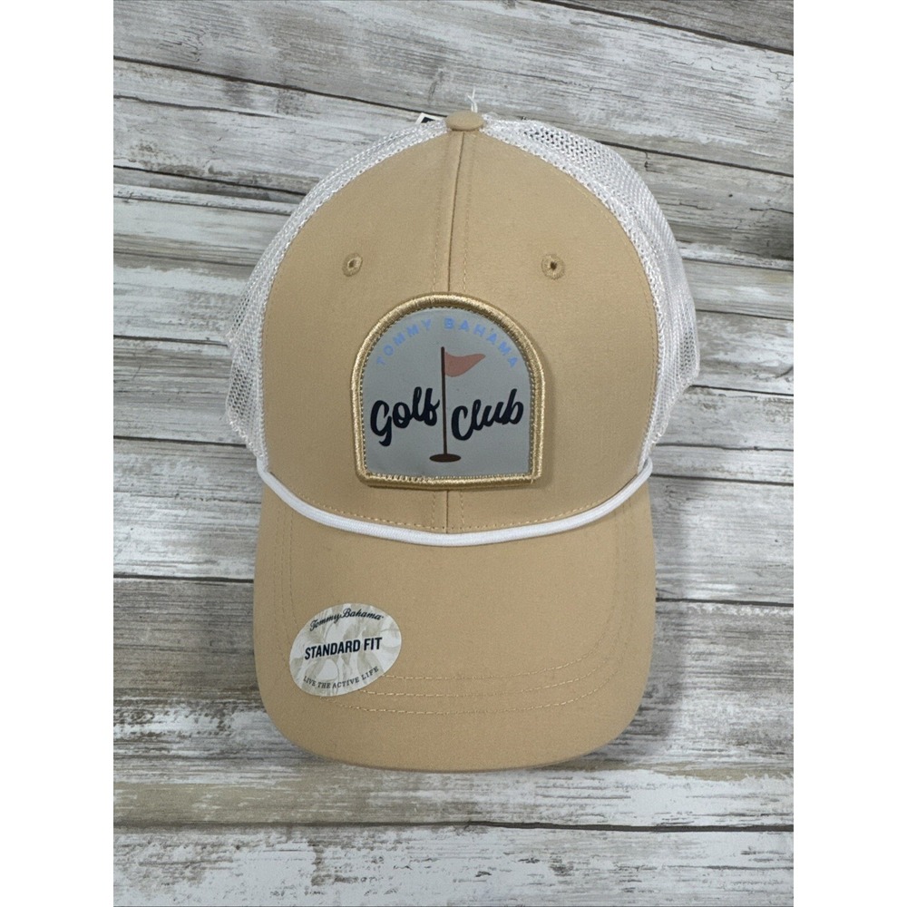 Tommy Bahama Men's Golf Club‎ Flag Snapback Hat Baseball Cap Tan NEW WITH TAGS